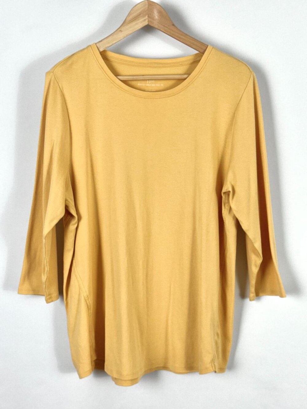 J Jill Pima Cotton 3/4 Sleeve Side Inset Tee Sz XL Butter Yellow Pastel T-Shirt